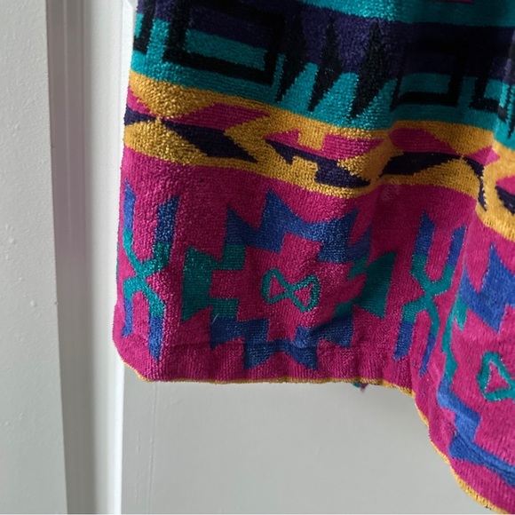 Vintage 90s TJ Lawford Colorful Southwestern Terry Robe Unisex Size Medium Aztec - Picture 14 of 16